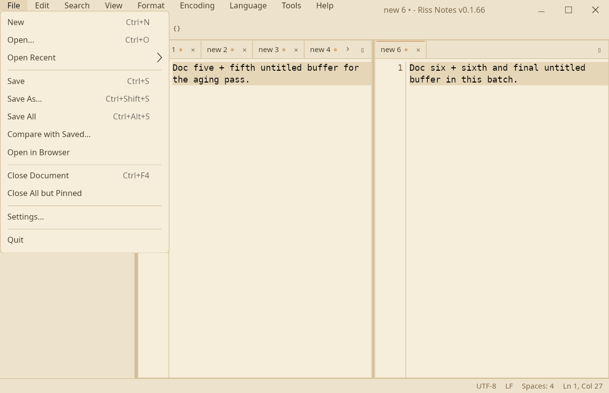 Riss Notes in the warm light Parchment theme